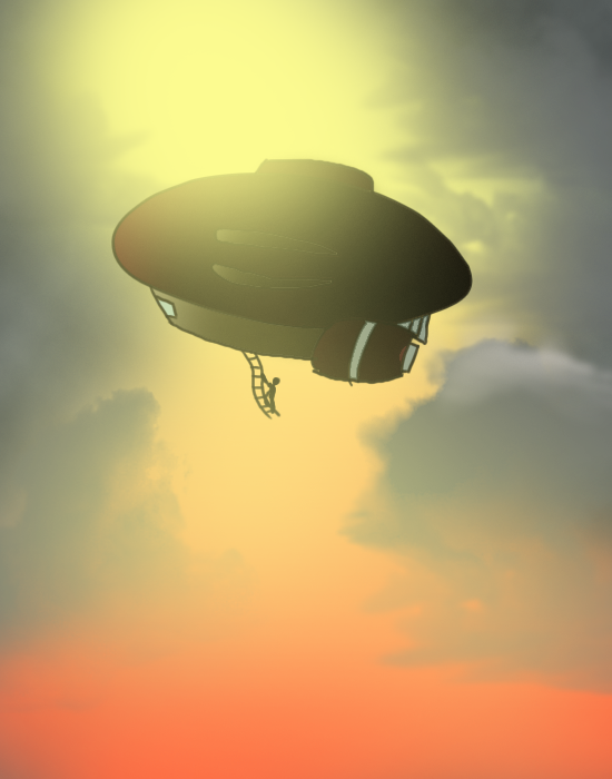 Hanging off an airship just to get a better view of the sunset